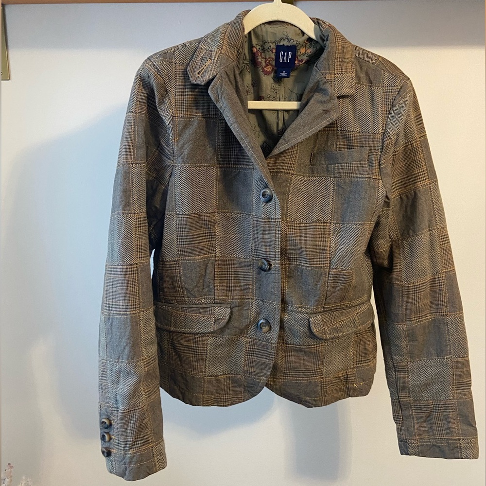 Herringbone Patchwork Blazer With Floral Lining, … - image 2